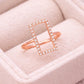 925 Sterling Silver Rectangle Ring, Pave CZ Geometric Open Frame, Minimalist Stackable Jewelry