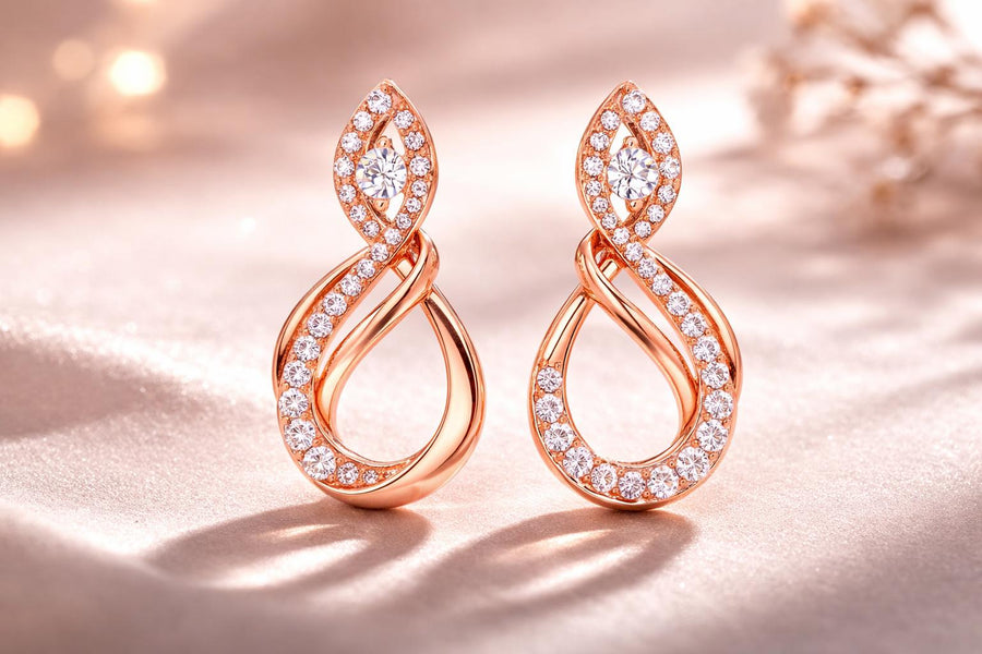 Sterling Silver Infinity CZ Teardrop Dangle Earrings, Elegant Pave Bridal Wedding Jewelry