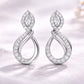 Sterling Silver Infinity CZ Teardrop Dangle Earrings, Elegant Pave Bridal Wedding Jewelry