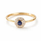 925 Sterling Silver Blue CZ Halo Ring, Sapphire Inspired, Minimalist Engagement Ring
