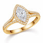 925 Sterling Silver Marquise CZ Halo Ring, Split Shank Engagement, Diamond Look Bridal Jewelry