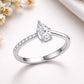 925 Sterling Silver Pear Cut CZ Ring, Teardrop Solitaire Engagement Ring