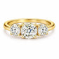 925 Sterling Silver Moissanite Three Stone Ring, Round Cut Engagement Trilogy Band