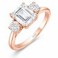 925 Sterling Silver Asscher Cut Moissanite Ring, Three Stone Engagement Ring