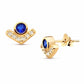 925 Sterling Silver Blue CZ Geometric Chevron Stud Earrings, Minimal Dainty Sapphire CZ