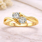 Sterling Silver Moissanite Two-Stone Bypass Ring, Round Cut Dainty Minimalist Promise Ring
