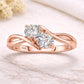 Sterling Silver Moissanite Two-Stone Bypass Ring, Round Cut Dainty Minimalist Promise Ring