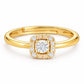925 Sterling Silver Square Halo Ring, Adjustable Dainty Engagement Ring, Diamond Look