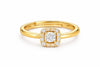 925 Sterling Silver Square Halo Ring, Adjustable Dainty Engagement Ring, Diamond Look
