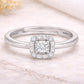 925 Sterling Silver Square Halo Ring, Adjustable Dainty Engagement Ring, Diamond Look