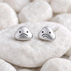 Sad Face Stud 925 Silver | Blob Emoji Jewelry | Minimalist Kawaii Studs |