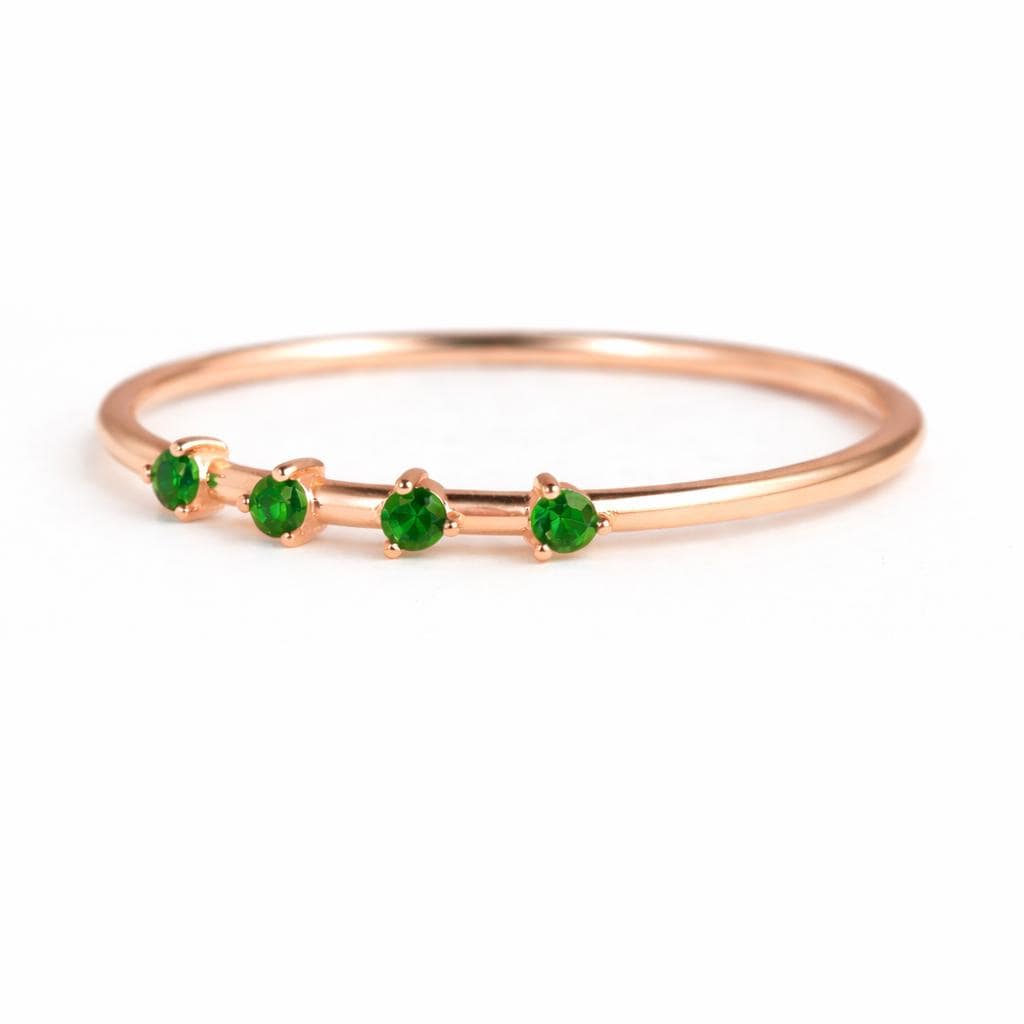 925 Sterling Silver Emerald Green CZ Ring, Minimal Stackable Dainty Jewelry