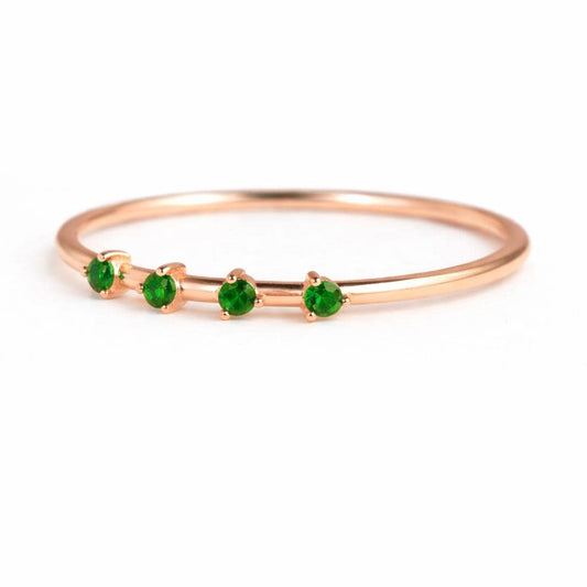 925 Sterling Silver Emerald Green CZ Ring, Minimal Stackable Dainty Jewelry