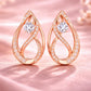 925 Sterling Silver CZ Teardrop Dangle Earrings, Twisted Bridal Wedding Jewelry