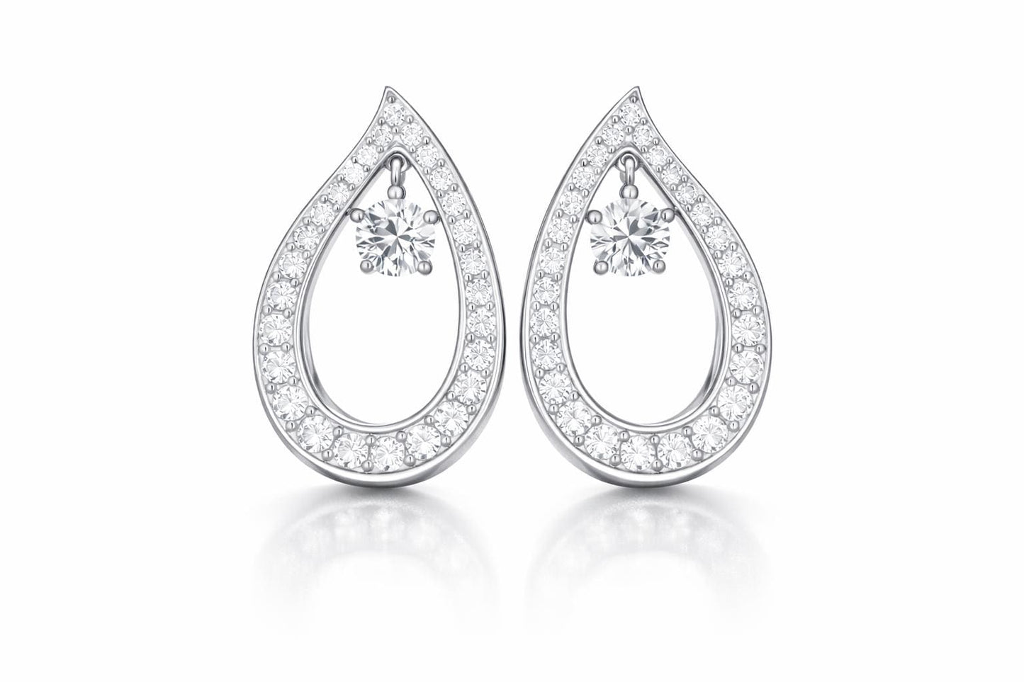 925 Sterling Silver CZ Teardrop Dangle Earrings, Minimal Bridal Wedding Jewelry