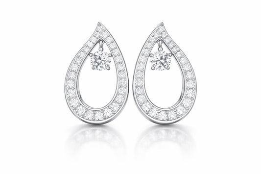 925 Sterling Silver CZ Teardrop Dangle Earrings, Minimal Bridal Wedding Jewelry