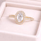 Sterling Silver Oval CZ Halo Engagement Ring, Pave Band Bridal Promise Jewelry