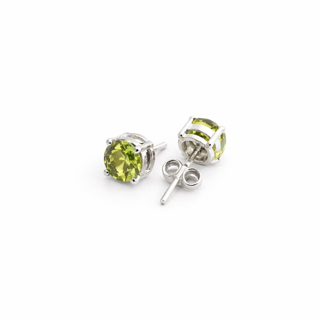 Natural Peridot Stud Earrings 925 Sterling Silver Green Gemstone Jewelry Gift