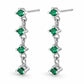 925 Sterling Silver Emerald Green CZ Drop Chain Earrings, Minimal Dangle Style
