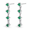 925 Sterling Silver Emerald Green CZ Drop Chain Earrings, Minimal Dangle Style