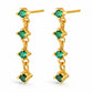 925 Sterling Silver Emerald Green CZ Drop Chain Earrings, Minimal Dangle Style