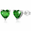 Sterling Silver Green Heart CZ Stud Earrings, Emerald Dainty Minimal Jewelry