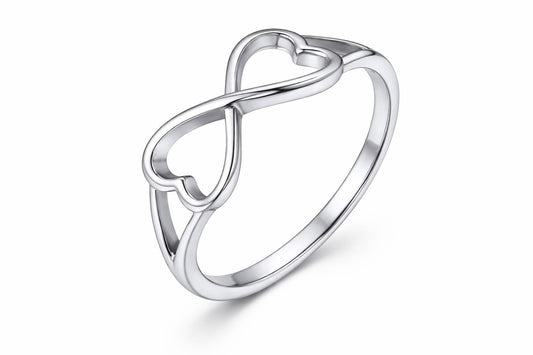 925 Sterling Silver Infinity Heart Ring, Minimalist Band, Romantic Promise Gift