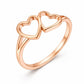 925 Sterling Silver Double Heart Ring, Minimalist Band, Romantic Promise Gift