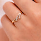 925 Sterling Silver Double Chevron Ring, Pave CZ V Shape Stackable Band