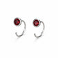 925 Sterling Silver Garnet CZ Open Hoop Earrings, Minimalist Dainty Everyday Jewelry