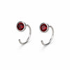 925 Sterling Silver Garnet CZ Open Hoop Earrings, Minimalist Dainty Everyday Jewelry