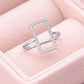 925 Sterling Silver Rectangle Ring, Pave CZ Geometric Open Frame, Minimalist Stackable Jewelry