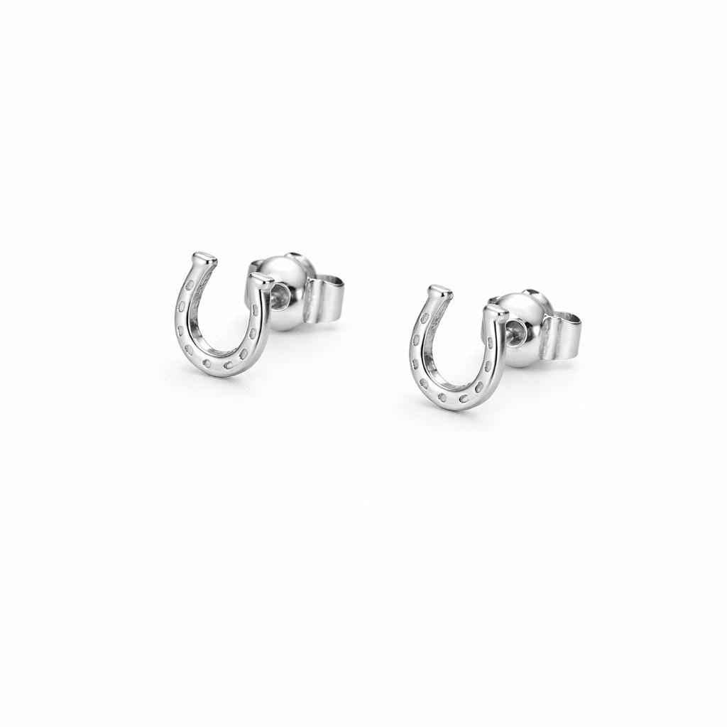 925 Sterling Silver Horseshoe Stud Earrings, Minimalist Western Lucky Charm Jewelry