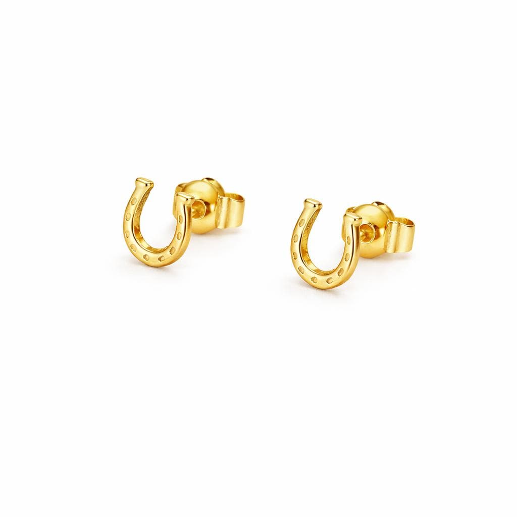 925 Sterling Silver Horseshoe Stud Earrings, Minimalist Western Lucky Charm Jewelry