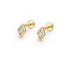 925 Sterling Silver Diamond CZ Stud Earrings, Minimalist Geometric Dainty Jewelry