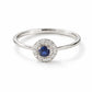 925 Sterling Silver Blue CZ Halo Ring, Sapphire Inspired, Minimalist Engagement Ring