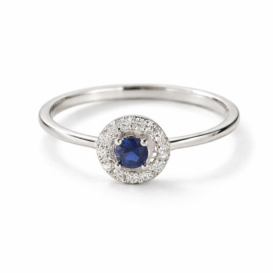 925 Sterling Silver Blue CZ Halo Ring, Sapphire Inspired, Minimalist Engagement Ring
