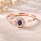 925 Sterling Silver Blue CZ Halo Ring, Sapphire Inspired, Minimalist Engagement Ring