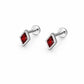 925 Sterling Silver Red CZ Diamond Stud Earrings, Geometric Bezel Setting