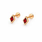 925 Sterling Silver Red CZ Diamond Stud Earrings, Geometric Bezel Setting
