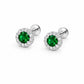 925 Sterling Silver Green CZ Halo Stud Earrings, Dainty Minimal Jewelry