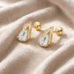 925 Sterling Silver Pear CZ Stud Earrings, Teardrop Designer Dainty Jewelry