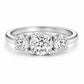 925 Sterling Silver Moissanite Three Stone Ring, Round Cut Engagement Trilogy Band