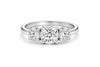 925 Sterling Silver Moissanite Three Stone Ring, Round Cut Engagement Trilogy Band