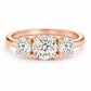 925 Sterling Silver Moissanite Three Stone Ring, Round Cut Engagement Trilogy Band