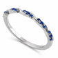925 Sterling Silver Blue CZ Chevron Ring, Minimal Wedding Stack Band