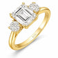 925 Sterling Silver Asscher Cut Moissanite Ring, Three Stone Engagement Ring