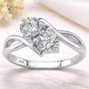 Sterling Silver Moissanite Two-Stone Bypass Ring, Round Cut Dainty Minimalist Promise Ring