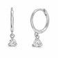 Sterling Silver CZ Dangle Hoop Earrings, Minimalist Huggie Drop Jewelry