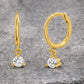 Sterling Silver CZ Dangle Hoop Earrings, Minimalist Huggie Drop Jewelry